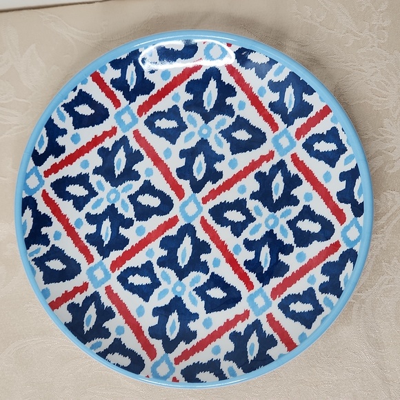 Tommy Hilfiger melamine plate set of 4 dinner and salad plate red white blue - Picture 9 of 14